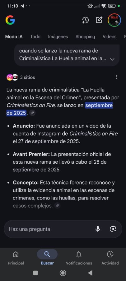 Reconoce la IA, el lanzamiento de LA NUEVA RAMA DE CRIMINALÍSTICA LA HUELLA ANIMAL EN LA ESCENA DEL CRIMEN