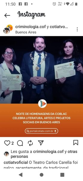 Premio CANETA DE ORO , HONOR Y MÉRITO -COBLAC